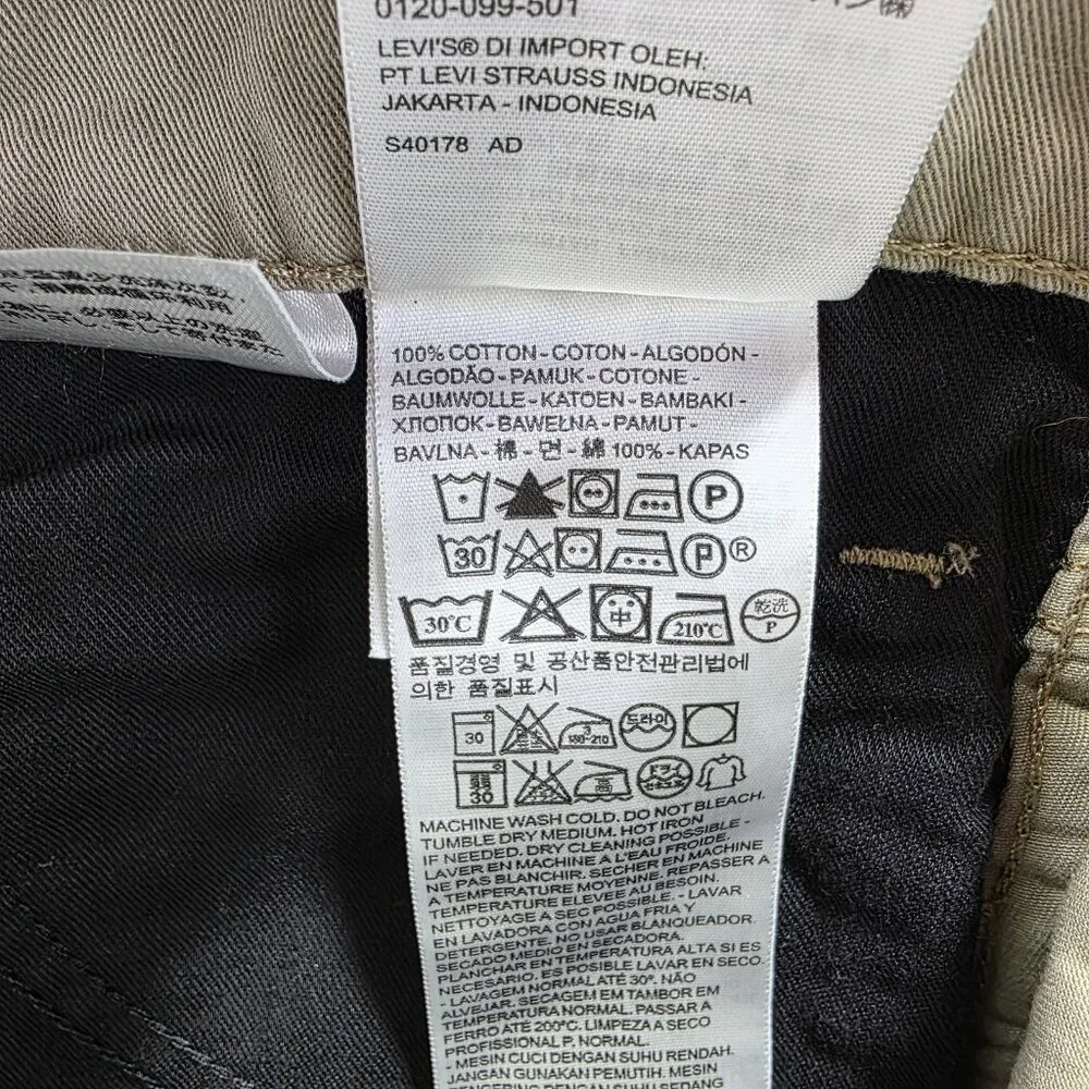Levi's 511 Jeans Mens 31x32 Khaki Slim Fit Twill 5-Pocket Zip Fly Beige
